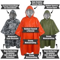 Poncho de survie d'urgence ultra-léger avec doublure thermique en feuille de Mylar pour la randonnée