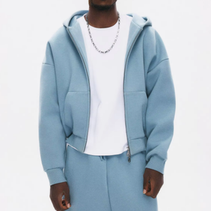 <span class=keywords><strong>Felpa</strong></span> con Cappuccio Personalizzata da Uomo 400G, Trendy con Doppia Cerniera, Spalle Scese, Pesante, con Giacca Cardigan, Tecnica Lavata - Product Image 2