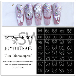 Pegatinas de uñas <span class=keywords><strong>plantillas</strong></span> para aerógrafo corazón mariposa oso estrellas hueco francés UV uñas pegatinas <span class=keywords><strong>plantillas</strong></span> aerógrafo pegatina uñas - Product Image 6