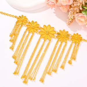 Collier pour femme YIYI, série luxe, style Dubaï, plaqué or, chaîne à maillons, cristal et strass, bijoux de fête de mariage - Product Image 4