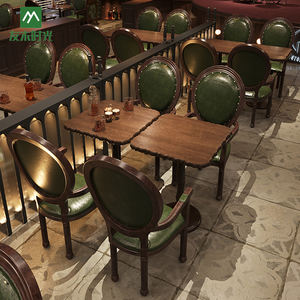 Juego de mesa y silla de Bar americano Retro de madera maciza para restaurante, taberna o cafetería, muebles de comedor - Product Image 3