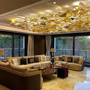 Lustre LED en verre feuille de lotus personnalisé, anti-éblouissement, réglable, pour hall d'hôtel, <span class=keywords><strong>immobilier</strong></span> - Product Image 3