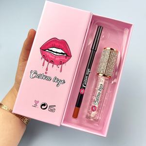 Toptan dudak gömlekleri Lipgloss kozmetik 2 in 1 kiti uzun ömürlü Vegan mat Glitter özel etiket Lipliner ruj seti - Product Image 1