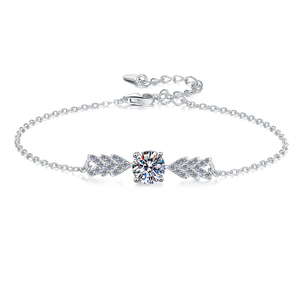 Prezzo all'ingrosso 1Ct VVS1 rotondo Moissanite S925 argento Sterling singola pietra bracciale <span class=keywords><strong>donna</strong></span> elegante catena braccialetto per le signore - Product Image 1