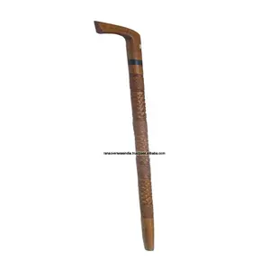 Коричневая деревянная трость с традиционным дизайном ручной резьбы для женщин и мужчин