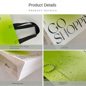 Bolsa de Compras Personalizada de Tela No Tejida con Recubrimiento de Película Verde, Bolsa de Regalo para Empacar Camisetas y Ropa - Product Image 3