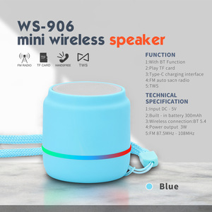 Altavoz Bluetooth Portátil Wster de 46x46x44 mm con Correa, Batería Recargable, Función de Radio, para Uso en Exteriores - Product Image 3