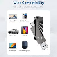 Flash Drive USB 3.2 128GB Baru 150MB/s Kecepatan Tinggi Konektor Ganda Tipe-C OTG Desain Putar 360 Derajat Bahan Zinc Alloy untuk Laptop Android