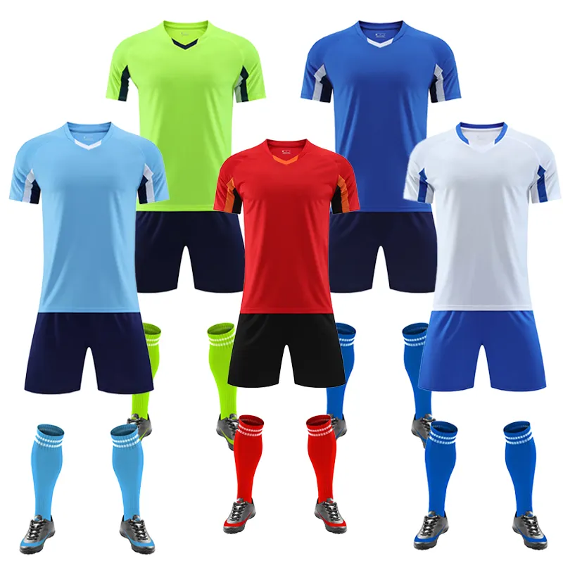 Pakaian olahraga pakaian sepak bola pria kaus sepak bola pemuda kustom dengan Logo dan angka seragam sepak bola tersublimasi