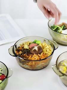 Cacerola de Vidrio Color Té al por Mayor, Resistente a Altas Temperaturas, 800 ml, Tazón para Alimentos, Vajilla, Olla de Vidrio para Sopa con Tapa para Cocina y Hogar - Product Image 5