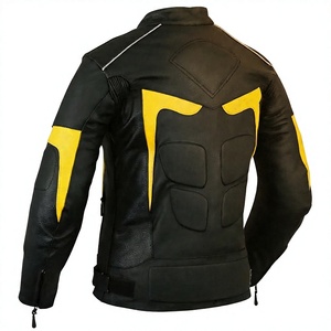 Unisex Full Sleeve <b>Leather</b> Motorcycle Jacket Color Blocked Yellow Black Windproof Anti-UV Breathable Plus Size All Racing Wear - Product Image 2