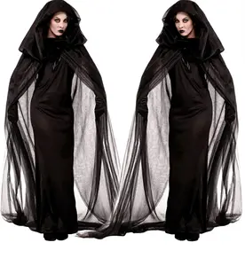 Kostum Halloween Baru Kostum COSPLAY Penyihir Zombie Jubah Vampir Gelap