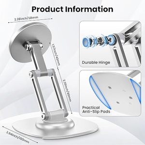 Magnetic <b>Phone</b> <b>Stand</b> 360 Degree Rotation Adjustable Desk Holder <b>for</b> Apple iPhone Metal Base Foldable Design - Product Image 3