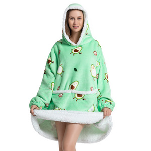 Spessa caldo inverno con cappuccio pigiama indossabile coperta per la sala da pranzo al coperto e all'aperto soggiorno camicia da notte per le <span class=keywords><strong>donne</strong></span> - Product Image 3