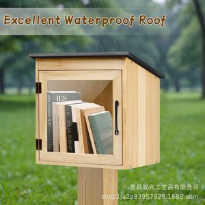 Caja de almacenamiento colgante de madera, estante rectangular multifuncional para exhibición de libros al aire libre, para uso en patio y librería - Product Image 4