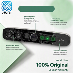 Poly <span class=keywords><strong>Studio</strong></span> P15 Barre vidéo personnelle 4K UHD Webcam de conférence USB avec NoiseBlockAI, haut-parleur à isolation acoustique, Plug and Play pour Teams et Zoom - Product Image 4