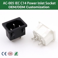 Prise d'alimentation AC-05 IEC C14, 3 broches, montage sur panneau, prise mâle IEC, prise de courant AC, noir ou blanc en option