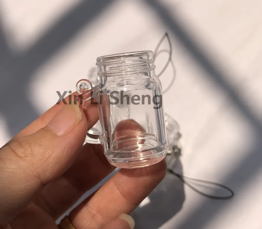 Creative custom mason jar snow globe keychain diy cups empty liquid filled keychain
