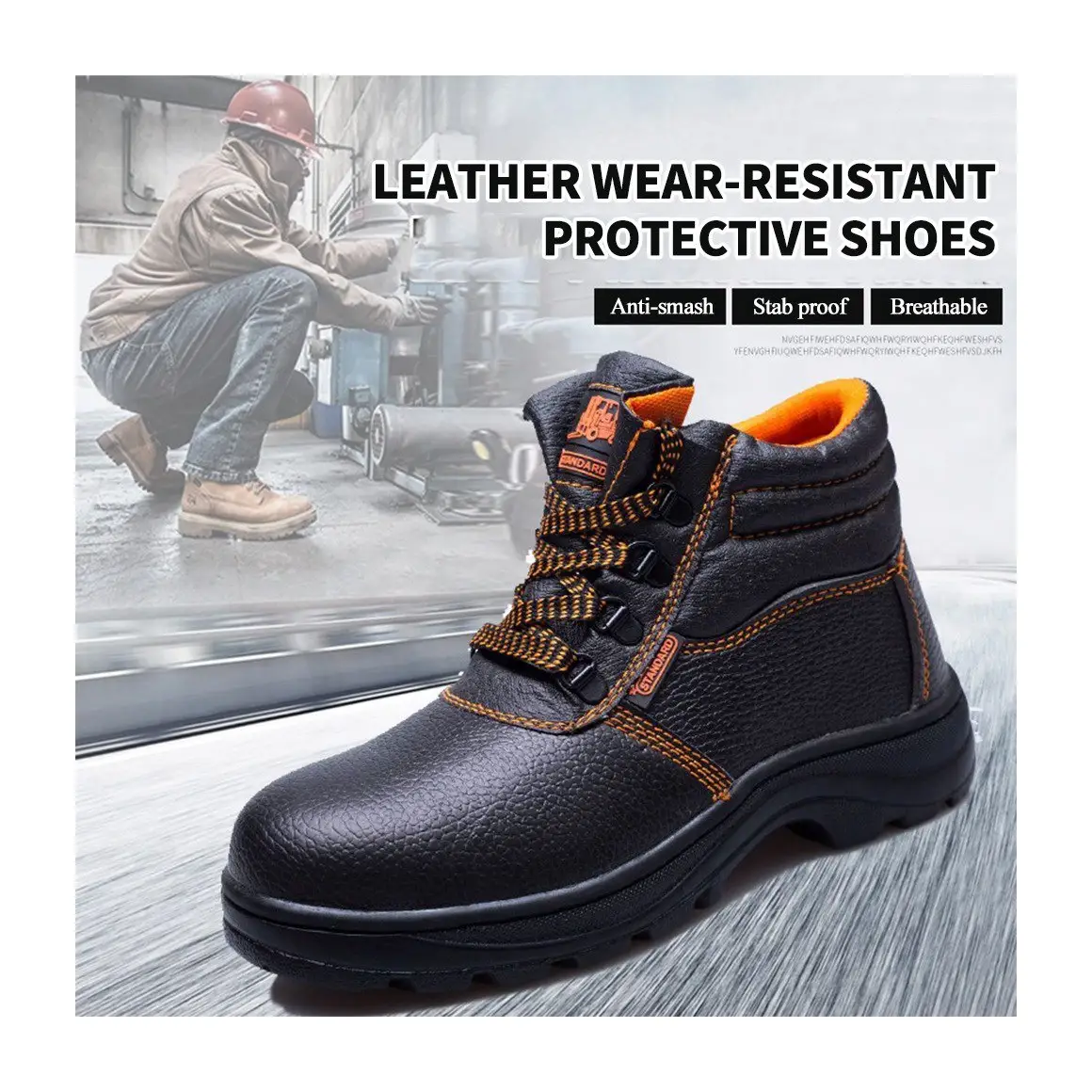 높은 품질 저렴한 가격 남성 작업 안전 신발 부츠 스틸 발가락 스틸 안티 슬립 신발 부팅 안전 부츠