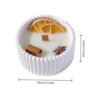 Nouvelles bougies d'aromathérapie 2026 en pot de plâtre côtelé avec décor de fleurs séchées, bougie en cire végétale naturelle avec mèche en bois pour la décoration - Product Image 5