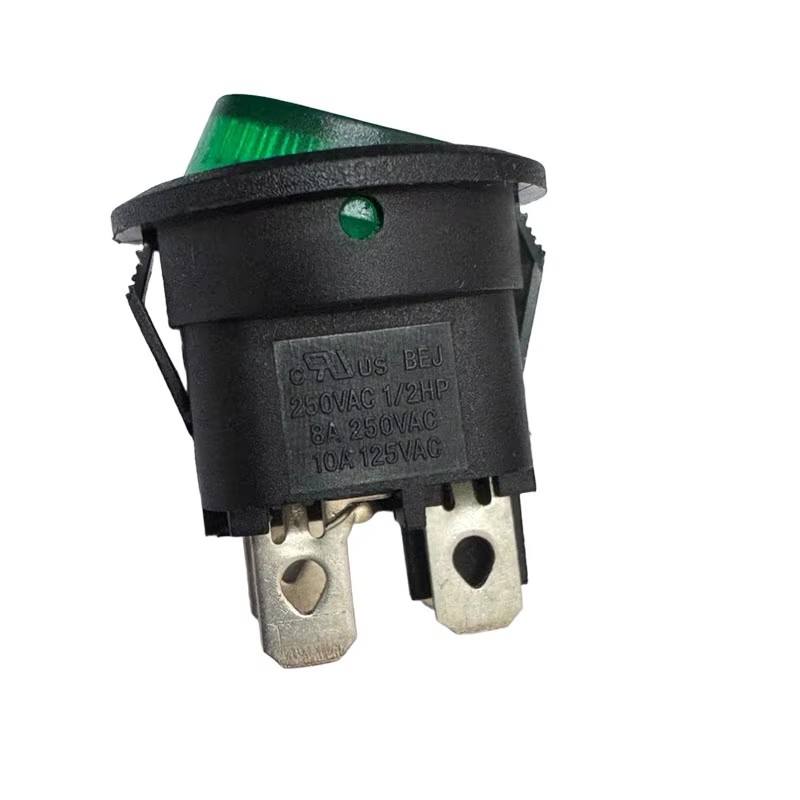 Bulk Supply Price DPST Rocker Switches ON-OFF Green Button with Green Light Indicator 4 Pins125VAC Power Control Switch
