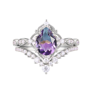 <span class=keywords><strong>Anello</strong></span> di Fidanzamento in <span class=keywords><strong>Argento</strong></span> Sterling <span class=keywords><strong>925</strong></span> con Ametista da 1,5 Carati, Pietra Principale a Goccia, per Donne - Product Image 1