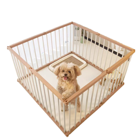 Parc de jeu pliable en bois pour chats et chiens, intérieur/extérieur - Barrière de protection durable et sûre, design combinable librement, toutes saisons