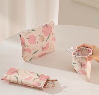 Sac de maquillage imperméable avec impression de logo personnalisé poignée portable classique cosmétique toilette voyage essentiel lavable ensemble de rangement