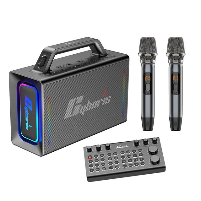 200W Powerful Voice Amplifier with 2 Wireless Microphones,Portable Blue-tooth Speaker,Karaoke Machine with Remote Mixing Console