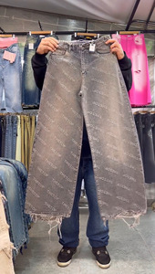 <span class=keywords><strong>Pantalon</strong></span> en jean streetwear pour <span class=keywords><strong>femme</strong></span> à sequins - Taille mi-haute, toutes saisons, coupe droite, tendance, vente en gros - Product Image 6