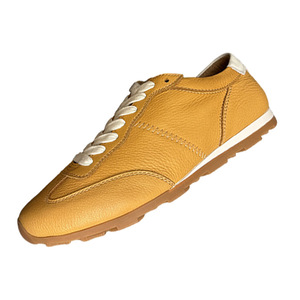 Chaussures de sport rétro en cuir véritable pour hommes, légères, décontractées, à talon plat, couleur unie, lacets avant, pour fitness et entraînement croisé - Product Image 5