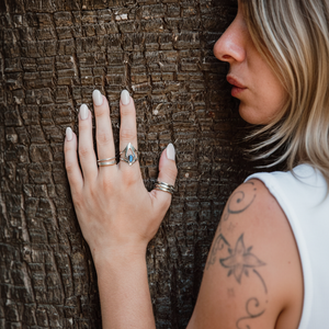 Bague en argent sterling 925 avec labradorite naturelle bleue feu, faite à la main, pierre précieuse labradorite, bijoux pour femmes, bague de mariage, cadeau pour femmes - Product Image 1