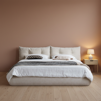 Lit à sommier tapissé en tissu California King, luxueux, minimaliste et écologique