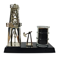 Trophée personnalisé en métal, modèle de dériveur de champ pétrolier, avec base noire, gravable sur mesure pour l'excellence corporative