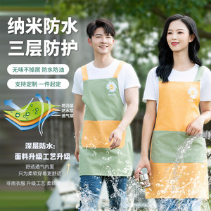 ผ้ากันเปื้อนปรับแต่งได้พร้อมพิมพ์โลโก้ กันน้ำ กันน้ำมัน ทำจากผ้าแคนวาส สำหรับร้านอาหาร บาร์ ใช้ได้ทั้งชายหญิง ครัว บาริสต้า - Product Image 4