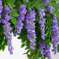 Bunga Wisteria Gantung Grosir untuk Dekorasi Pernikahan, Bunga Artificial Palsu untuk Luar Ruangan dan Dalam Ruangan, Tanaman Rambat Artificial