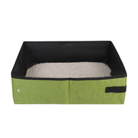 Bac à litière pour chat pliable en tissu Oxford imperméable, design carré, pour les voyages en voiture et logo personnalisé