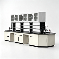 Meubles de laboratoire modulaires entièrement en acier, bancs de travail en îlot pour la chimie, la physique et la biotechnologie, tables murales de laboratoire avec support pour réactifs