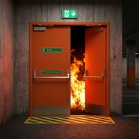 Grande porte coupe-feu double battante en acier avec fenêtre d'observation, porte ignifugée pour entrepôt, entrée de sous-sol