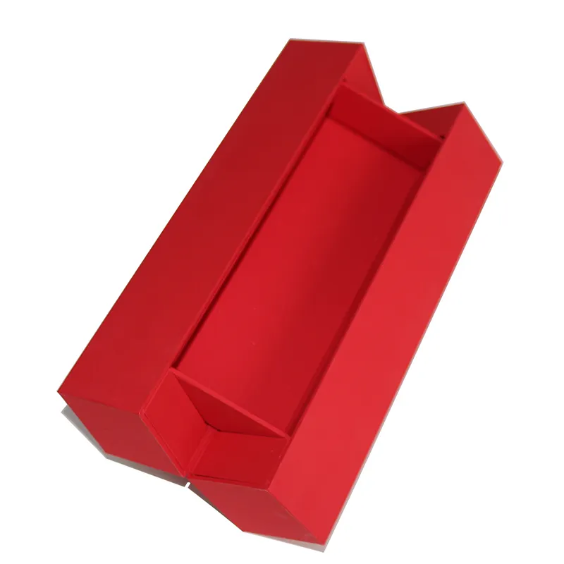 中小企業プレゼント卸売カスタムロゴリジッドペン包装特殊構造両開きドアボックス高級赤いギフトボックス