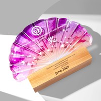 Nouveau Trophée 2026 en Bois de Hêtre Cristallin, Récompense Créative Personnalisée en Forme de Pétale pour Employés Exceptionnels, Gravure Personnalisée