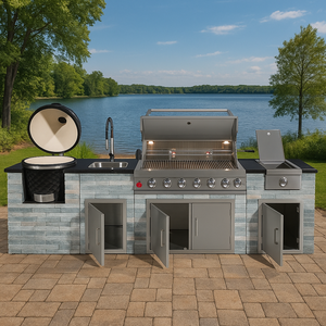 Parrilla de Gas Youya <span class=keywords><strong>para</strong></span> Exteriores, Acero Inoxidable, Encimera de Mármol/Acero Inoxidable, Cocina <span class=keywords><strong>para</strong></span> Asados al Aire Libre con Horno <span class=keywords><strong>para</strong></span> Pizza - Product Image 3
