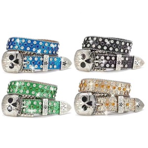 <span class=keywords><strong>Simon</strong></span> Belts Hommes Rétro Bling Bling Brillant Western Designer Strass PU <span class=keywords><strong>Ceinture</strong></span> Brillant Clouté Diamant Cristal Pierre Alliage - Product Image 1