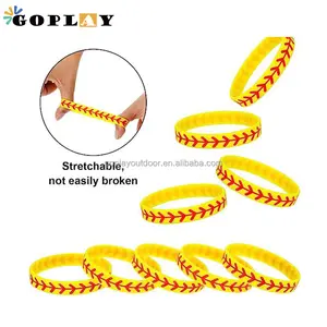 Stock advertising wholesale Low Moq Customized 3d Raised Colorful Logo rubber baseball Silicone wristbands bracelet