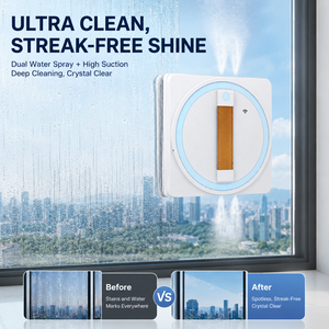 Robot Limpiacristales Automático con Tanque de Agua de 100 ml, Fuerza de Succión de 3000 Pa, Limpiador de Vidrios Inteligente para Puertas sin Marco - Product Image 3
