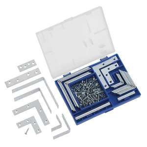 Surtido de soportes de esquina Fervi de 3 mm, planos y angulares, galvanizados con tornillos, estructura estándar - Product Image 1