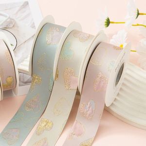 Elegant Gold Foil Heart <b>Ribbons</b> Satin Polyester for Hair Bows Wedding Gifts Cake & Floral Decor for Arrangements - Product Image 1