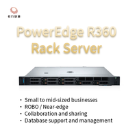 خادم أصلي من نوع Dell PowerEdge R360 1U مع معالج Intel Xeon E-2436 وذاكرة DDR5 سعة 16 جيجابايت × 2 وقرص SSD ووحدة تحكم PercH355 وشبكة إيثرنت 2 × 1 جيجابت ومزود طاقة 600 واط × 2