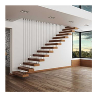 Escalier intérieur durable d'escaliers de flottement en verre de code nord-américain moderne pour l'application de Hall