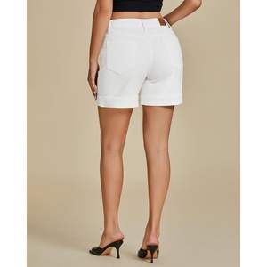 2025 femmes à la mode taille haute mi-cuisse Jean Shorts Skinny Fit extensible Denim Jorts pour décontracté été - Product Image 4